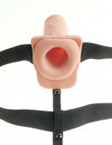 9" Hollow Rechargeable Strap-On With Balls (Flesh)
