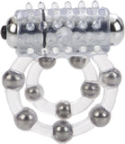 Waterproof Maximus Enhancment Ring 10 Beads Sex Toy Vibrator Cock Ring (Clear)