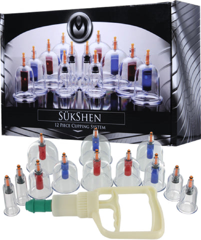 Sukshen - 12 Piece Cupping System (Clear) Sex Adult Pleasure Orgasm