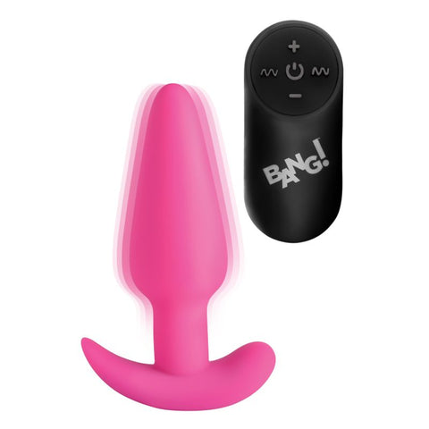 21X Silicone Butt Plug w  Remote - Pink