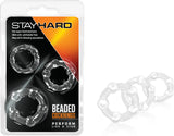 Stay Hard Beaded Cock & ball Rings Extra Pleasure Lasting Power (Clear)
