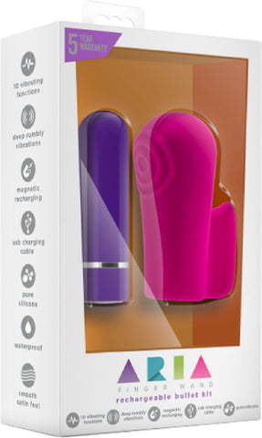 Aria Finger Wand Rechargeable Bullet Kit Multi Function Vibrator Pleasure Sex Toy Fuchsia  (Pink)