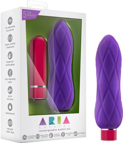 Aria Crystal Rechargeable Bullet Kit Multi Vibrator Pleasure Sex Adult Toy Plum