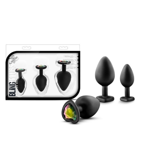 Bling Plugs Training Kit (Black With Rainbow Gems)