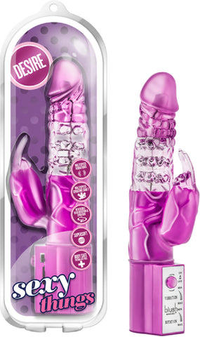 Sexy Things Desire Multi Vibrator Rabbit Pleasure Sex Adult Toy Pink