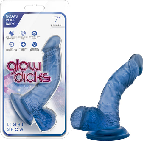 Glow in the Dark Dick Light Show Dildo Dong Sex Toy Adult Pleasure (Blue)