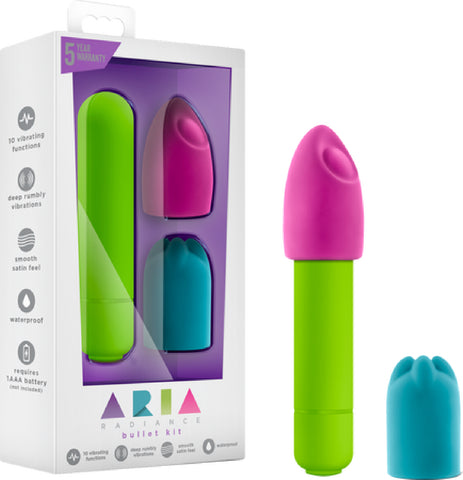 Aria Radiance Bullet Kit Multi Function Vibrator Dildo Sex Toy Adult Pleasure (Lime)