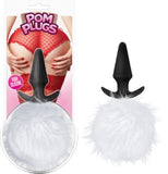 Pom Plugs - Fur Pom Pom Sex Toy Butt Plug Adult Pleasure Fun Fur (White)