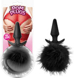 Pom Plugs - Fur Pom Pom Sex Toy Butt Plug Adult Pleasure Fun Fur (Black)