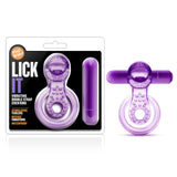 Lick It - Vibrating Double Strap Cock Ring (Purple)