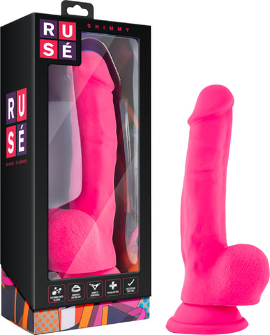Ruse Shimmy Dildo Dong Sex Toy Cock Penis Adult Pleasure (Hot Pink)