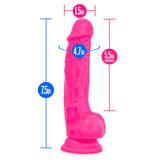 Neo Dual Density Cock With Balls 7.5in Neon Pink