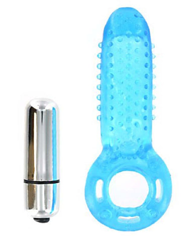 Powerful Bullet Cock Ring (Blue)