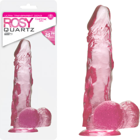 Quartz 8" Ballsy Dong - Rosy (Pink) Dildo Sex Adult Pleasure Orgasm