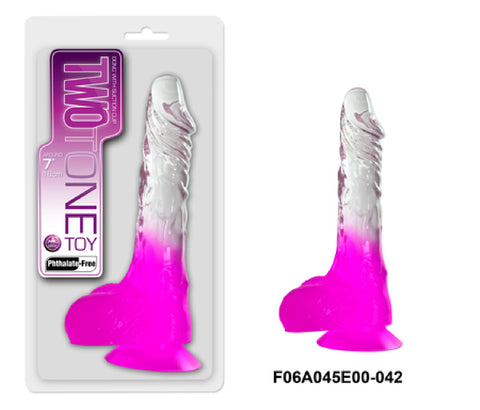 Two Tone 7 Inch Ballsy Suction Base Dildo Sex Toy Adult Orgasm