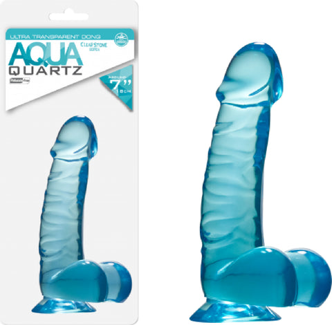 Quartz 7" Ballsy Dong - Aqua (Blue) Dildo Sex Adult Pleasure Orgasm