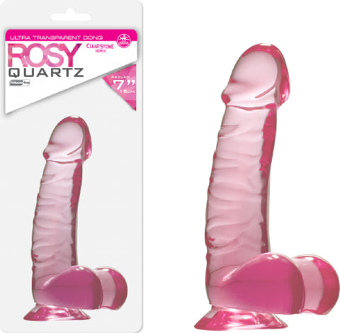 Quartz 7" Ballsy Dong - Rosy (Pink) Dildo Sex Adult Pleasure Orgasm