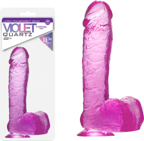 Quartz 8" Ballsy Dong - Violet (Lavender) Dildo Sex Adult Pleasure Orgasm