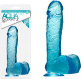 Quartz 8" Ballsy Dong - Aqua (Blue) Dildo Sex Adult Pleasure Orgasm