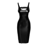Power Wetlook  Midi Dress w Front Zipper