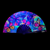 Flutter By Butterfly Blacklight Folding Fan for Festivals Raves