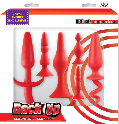 Back Up Silicone Butt Plug Kit Set (Red) Sex Toy Adult Pleasure