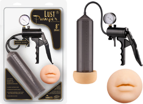 Lust Pumper 8" Pump W/ Gauge (Mouth) (Black) Sex Toy Adult Pleasure