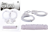 Metal Cuffs & Love Rope Kit Set (White) Sex Toy Adult Pleasure