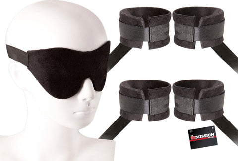 Cuffs & Eye Mask Set (Black) Sex Toy Adult Pleasure