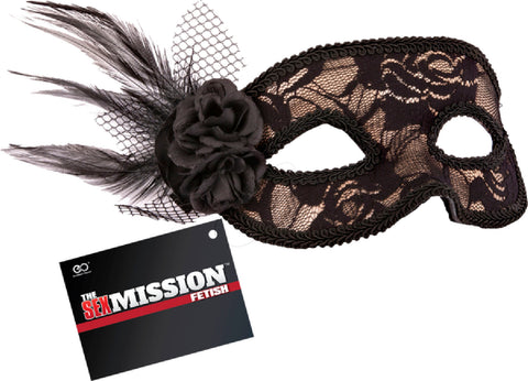 Feathered Lace Masquerade Masks (Black) Sex Toy Adult Pleasure