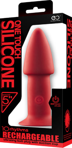 5" One Touch Silicone Butt Plug Sex Toy Adult Pleasure (Red)