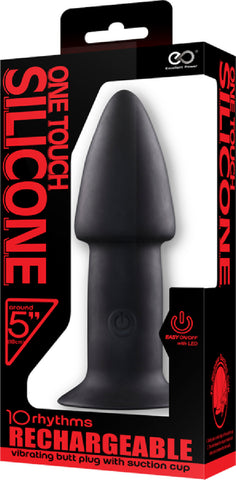 5" One Touch Silicone Butt Plug Sex Toy Adult Pleasure (Black)