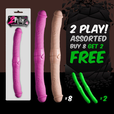 14.5" 2 Play Vibrating Double Dong (Buy 8 Asst Get 2 Free)