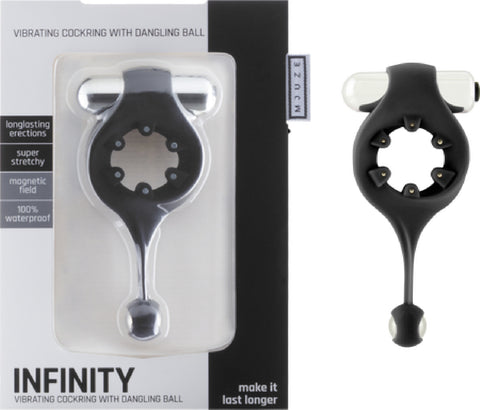 Infinity - Vibrating Cockring With Dangling Ball (Black)