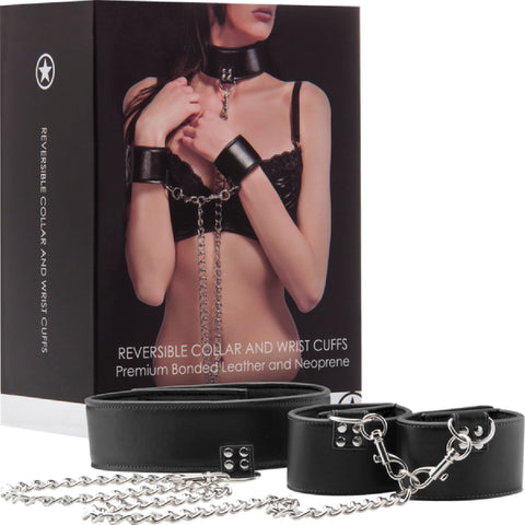 Reversible Collar And Wrist Cuffs (Black) Bondage Sex Adult Pleasure Orgasm