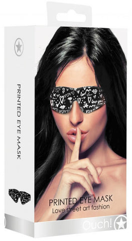 Printed Eye Mask - Love Street Art Fashion (Black)