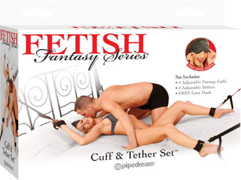 Cuff & Tether Set (Black) Sex Toy Adult Pleasure