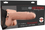 7" Hollow Rechargeable Strap-On With Balls (Flesh)