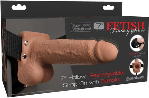 7" Hollow Rechargeable Strap-On Remote (Tan)