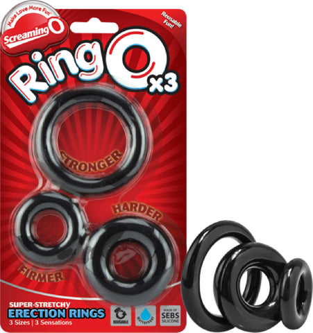 RingO X3 (Black) Cock Ring Bondage Sex Adult Pleasure Orgasm