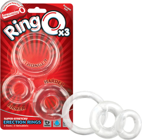 RingO X3 (Clear) Cock Ring Bondage Sex Adult Pleasure Orgasm